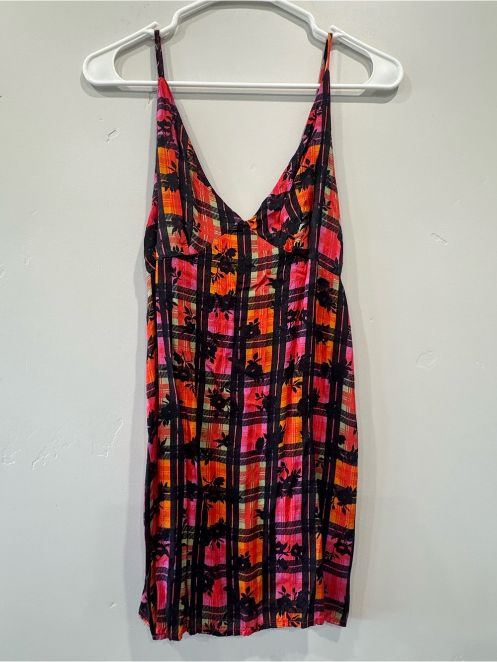 Free People Jerra Shirt Dress Floral Plaid Button-Front Maxi Dress in Pink Black - Picture 5 of 5